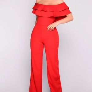 COPY - Fashion Nova Red Ruffle Jumpsuit